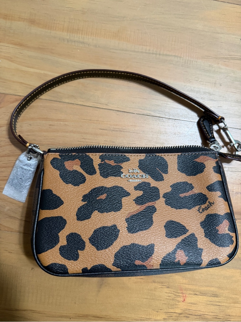 Coach Leopard-Print Wristlet in Tan and Black